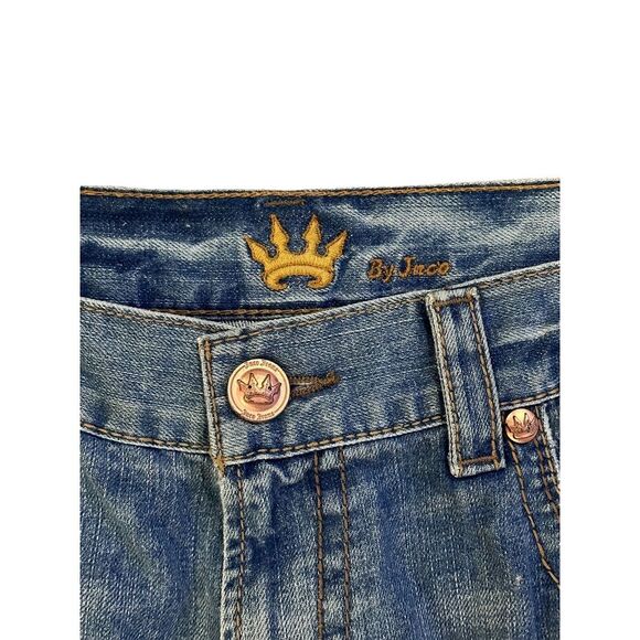 Vtg JNCO Mens Skater Y2K Rave Straight Leg Jeans Embroidered Cross Studded 38x32 - Picture 3 of 10